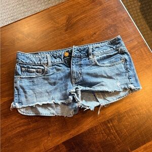 American Eagle Outfitters Light Blue Distressed Jean Shorts